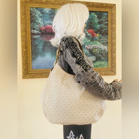 MICHAEL KORS Vanilla crossgrain leather hobo chain shoulder bag - Picture 3 of 9